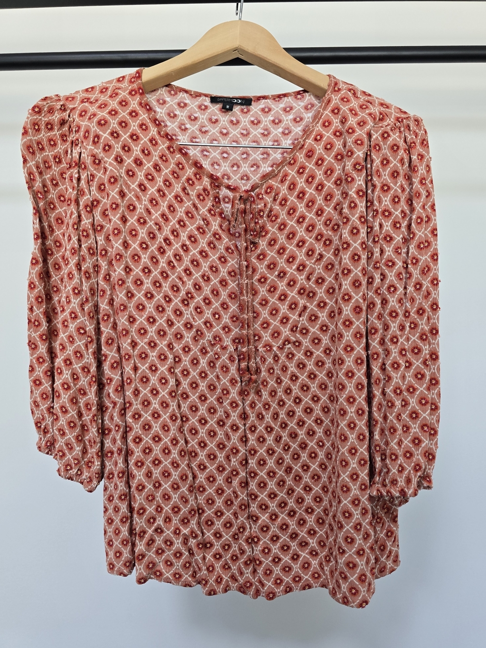 Papermoon Coral Geometric Tie-Front Blouse